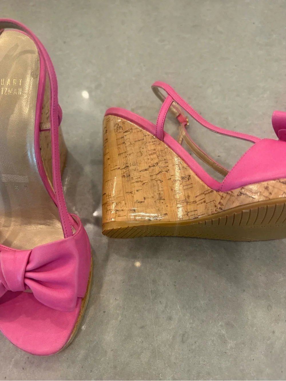 Stuart Weitzman Hot Pink Bow Slingback Heels